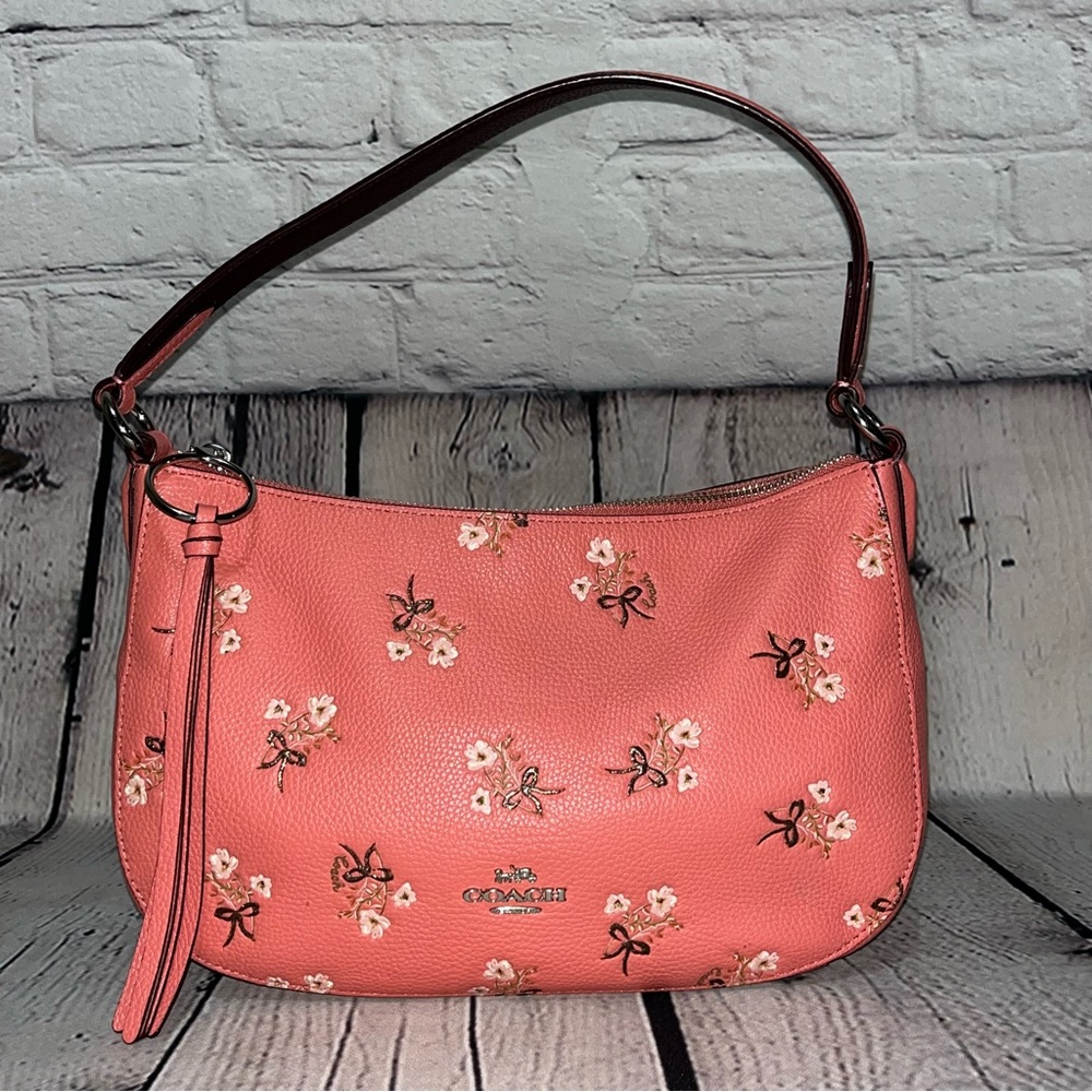 Rare! Coach Sutton Pink Leather Floral Crossbody Bag (Style #55373)